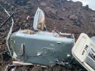 Photos from Hawaii County show tour helicopter crash in lava field near South Point on Big Island - 6 people on board taken to the hospital, including pilot who was initially trapped 