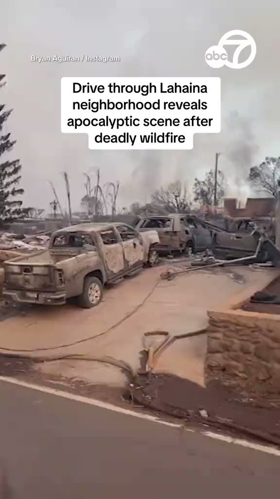 The once picturesque historic town of Lahaina has been turned into an apocalyptic scene after a deadly wildfire. Video shows a group of people driving through some of the neighborhoods where you can see home after home reduced to rubble and ash