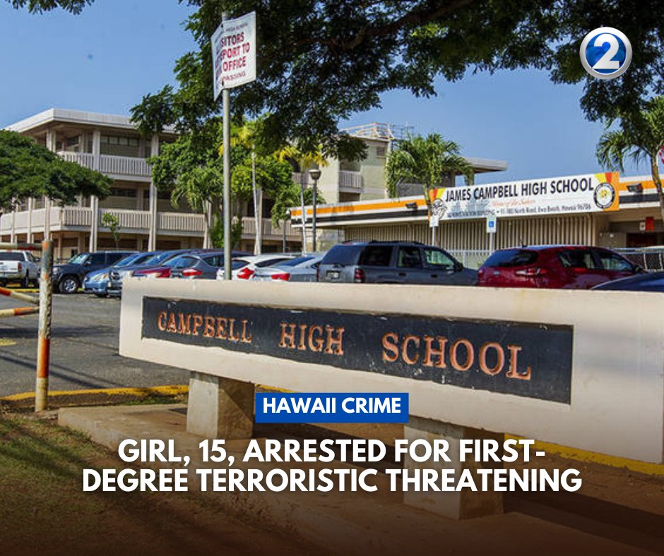 Honolulu Police arrested a 15-year-old girl for first-degree terroristic threatening after a message was discovered on campus